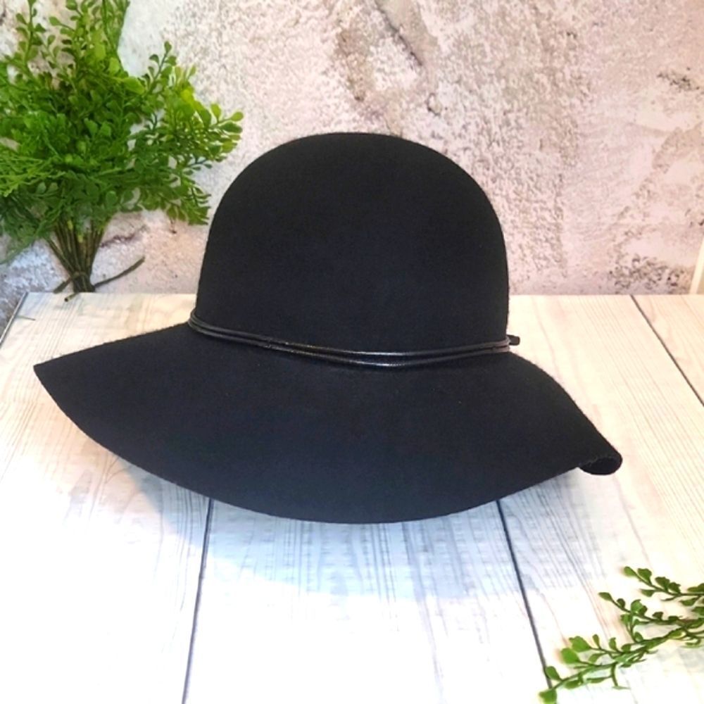 Mixit Black Wool Felt Floppy Hat For Women